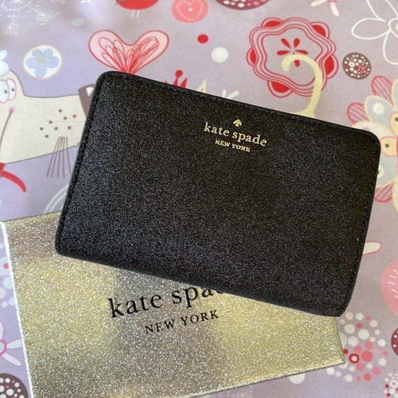 Kate Spade Shimmy Boxed Medium Compartment Wallet Black - Picture 12 of 16